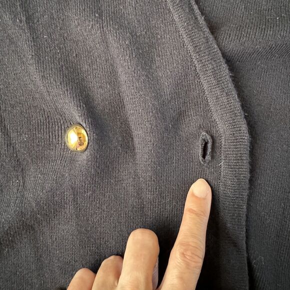 Pappagallo Navy Blue Cardigan Embroidered Chest Pocket Size XL - Picture 4 of 11